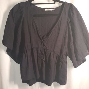 Francesca’s Mi Ami black cotton button down blouse, Size M